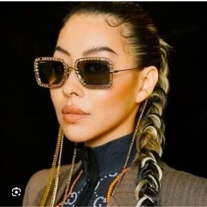 Gucci GG1112s Black and Gold Square Sunglasses